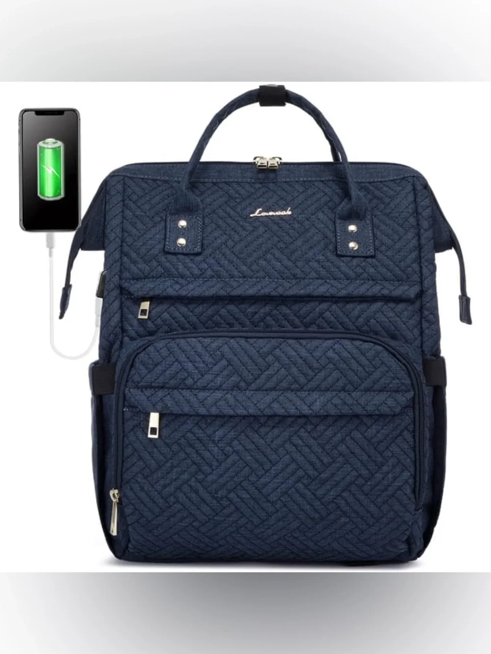 Lovevook Viola Ⅱ Laptop Backpack with Separate Laptop Compartment | Quilted Navy